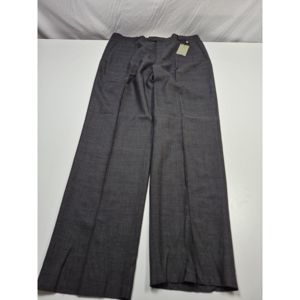 Louis Raphael Dress Pants Mens 42x36 Gray Wool Plaid Pleated Straight NWT